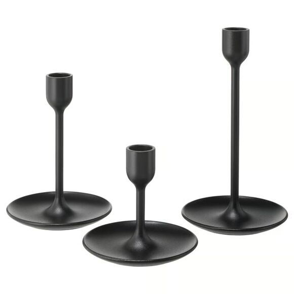 NWOT Ikea FULLTALIG Candlesticks, Set of 3, Black - Picture 1 of 5